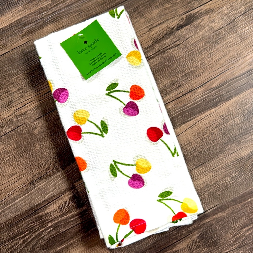 KATE SPADE 3 pack set Cherry Print Kitchen Towels